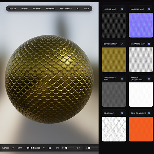 NormalMap Online - Convert Color Map to Normal Map, Roughness, Metallic & AO (PBR Texture Generator)